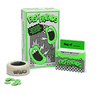 Fast Friends partyspel met groene kaarten en snelle interactie